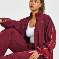 Oversized Piped Woven Track Jacket | Rosewood
