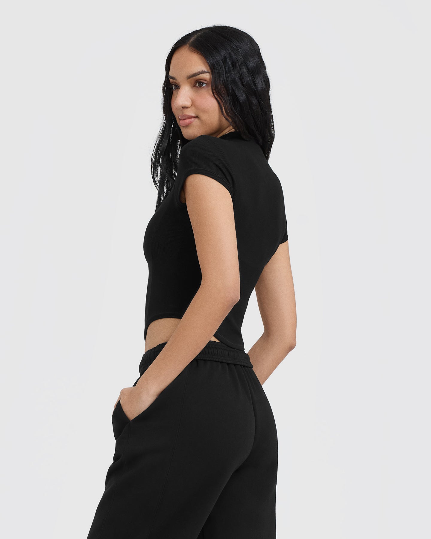 Mellow™ Rib Mid Mock Neck T-Shirt | Black