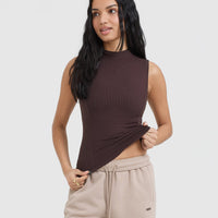 Mellow™ Rib Mock Neck Tank | Plum Brown