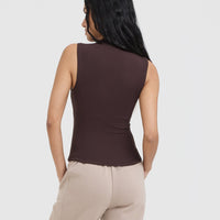 Mellow™ Rib Mock Neck Tank | Plum Brown