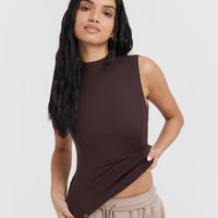 Mellow™ Rib Mock Neck Tank | Plum Brown