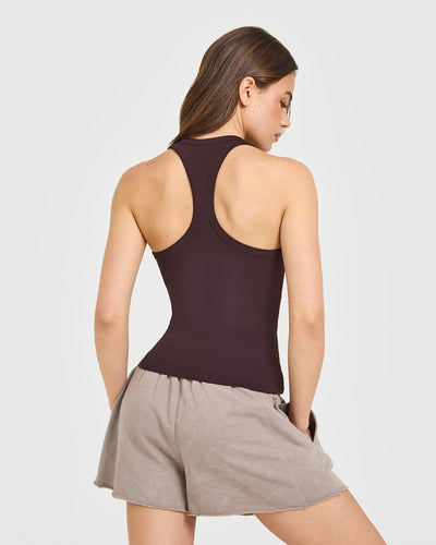 Cotton Fitted Vest | Plum Brown