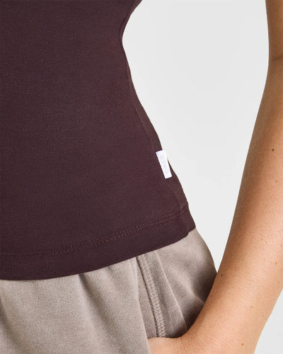 Cotton Fitted Vest | Plum Brown