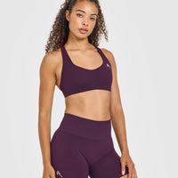 EasyLift™ Cross Back Sports Bra with White Logo | Blackberry Purple