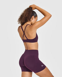 EasyLift™ Cross Back Sports Bra with White Logo | Blackberry Purple