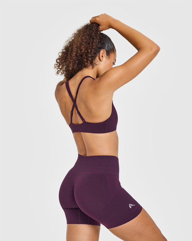 EasyLift™ Cross Back Sports Bra with White Logo | Blackberry Purple
