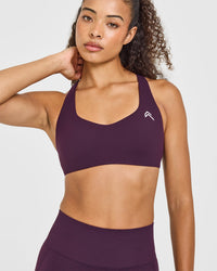 EasyLift™ Cross Back Sports Bra with White Logo | Blackberry Purple