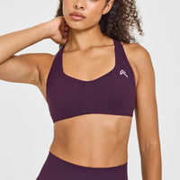 EasyLift™ Cross Back Sports Bra with White Logo | Blackberry Purple
