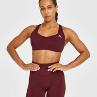 EasyLift™ Cross Back Sports Bra with White Logo | Rosewood