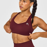 EasyLift™ Cross Back Sports Bra with White Logo | Rosewood