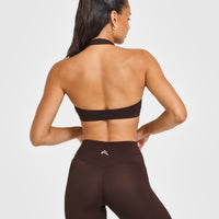 EasyLift™ Halter Bralette with White Logo | 70% Cocoa