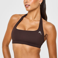 EasyLift™ Halter Bralette with White Logo | 70% Cocoa