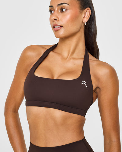 EasyLift™ Halter Bralette with White Logo | 70% Cocoa
