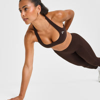 EasyLift™ Halter Bralette with White Logo | 70% Cocoa