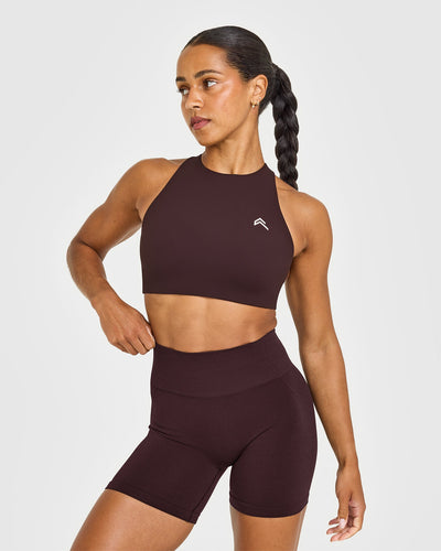 EasyLift™ High Neck Sports Bra | Plum Brown