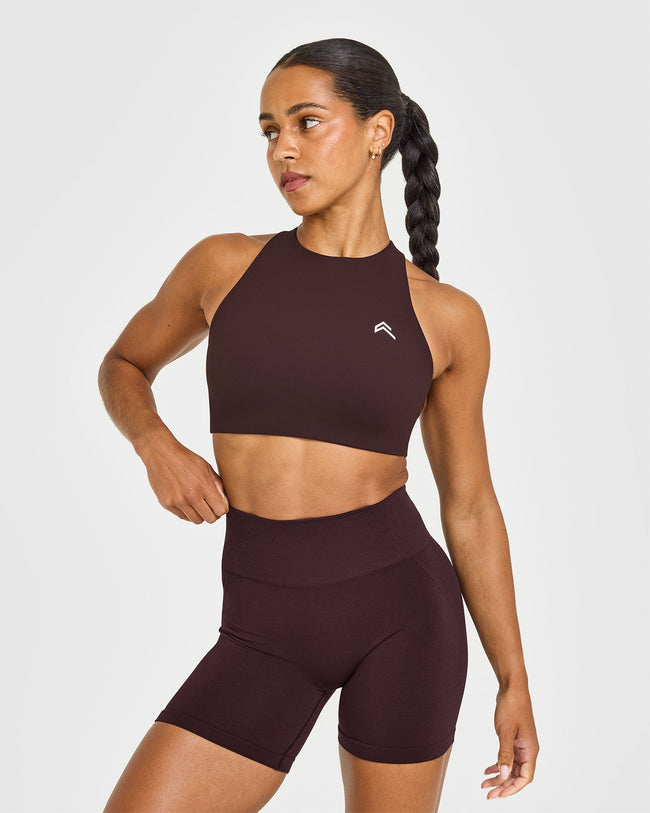 EasyLift™ High Neck Sports Bra | Plum Brown
