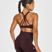 EasyLift™ High Neck Sports Bra | Plum Brown