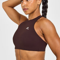 EasyLift™ High Neck Sports Bra | Plum Brown