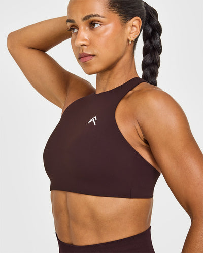 EasyLift™ High Neck Sports Bra | Plum Brown