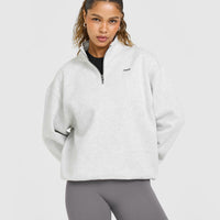Foundations Oversized 1/4 Zip Sweatshirt | Light Grey Marl