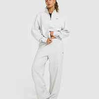 Foundations Oversized 1/4 Zip Sweatshirt | Light Grey Marl