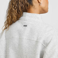 Foundations Oversized 1/4 Zip Sweatshirt | Light Grey Marl