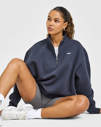 Foundations Oversized 1/4 Zip Sweatshirt | True Blue