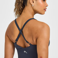 Unified V Neck Cross Back Vest White Logo | True Blue