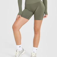 Effortless Seamless Shorts with White Logo | Alpine Green