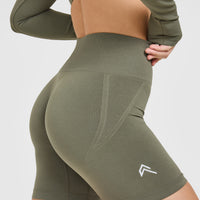 Effortless Seamless Shorts with White Logo | Alpine Green