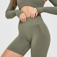 Effortless Seamless Shorts with White Logo | Alpine Green