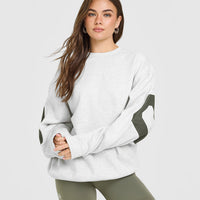 Foundations Oversized Oner Crew Neck Sweatshirt | Light Grey Marl
