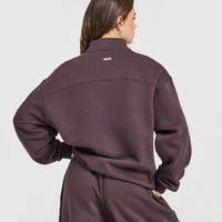 Foundations Oversized 1/4 Zip Sweatshirt | Umber Brown