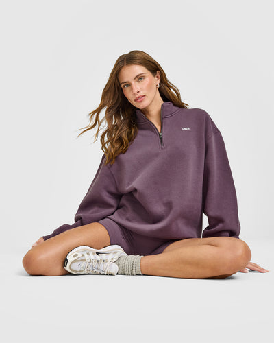 Foundations Oversized 1/4 Zip Sweatshirt | Vintage Purple