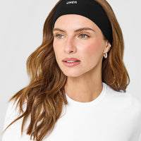 SoftMotion™ Headband with White Logo | Black