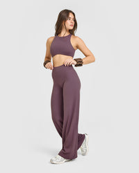 SoftMotion™ Straight Leg Bottoms with White Logo | Vintage Purple