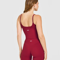 SoftMotion™ Strappy Mid Vest with Built in Bra Shelf with White Logo | Ruby Red