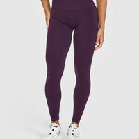 Effortless Seamless Leggings with White Logo | Blackberry Purple