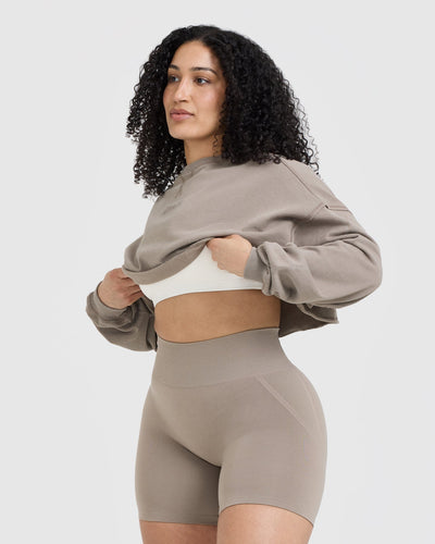 Raw Lounge Crop Sweatshirt | Washed Minky