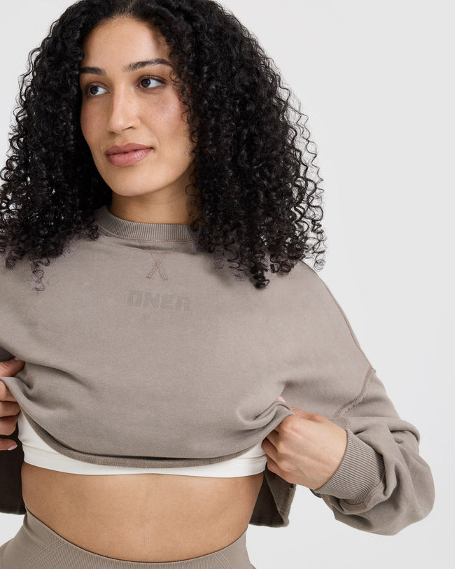 Raw Lounge Crop Sweatshirt | Washed Minky