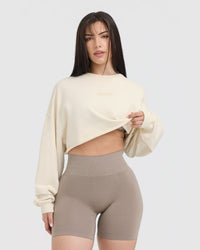 Raw Lounge Crop Sweatshirt | Off White