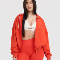 Raw Lounge Oversized Zip Hoodie | Charged Orange