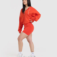 Raw Lounge Oversized Zip Hoodie | Charged Orange
