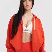 Raw Lounge Oversized Zip Hoodie | Charged Orange