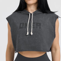 Raw Lounge Sleeveless Crop Hoodie | Coal
