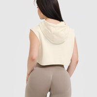 Raw Lounge Sleeveless Crop Hoodie | Off White