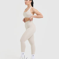 Timeless Square Neck Sports Bra | Sand