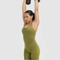 Timeless Square Neck Mid Vest | Olive Green