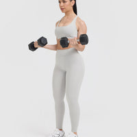 Timeless Square Neck Sports Bra | Light Grey