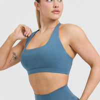 Timeless Square Neck Sports Bra | Moonstone Blue